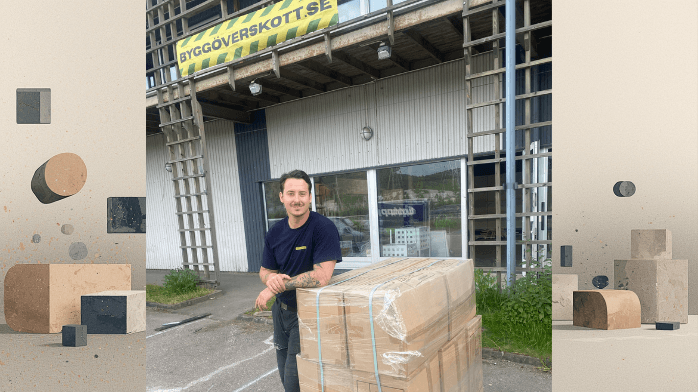 Han vill ge byggmaterialet ett andra liv Alex Szentgyorgyi framför nya butiken.