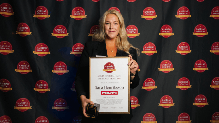 Hilti Sverige prisas för sitt arbete med employer branding Sara Henriksson på Hilti Sverige har utsetts till Årets förebild inom Employer Branding av Karriärföretagen